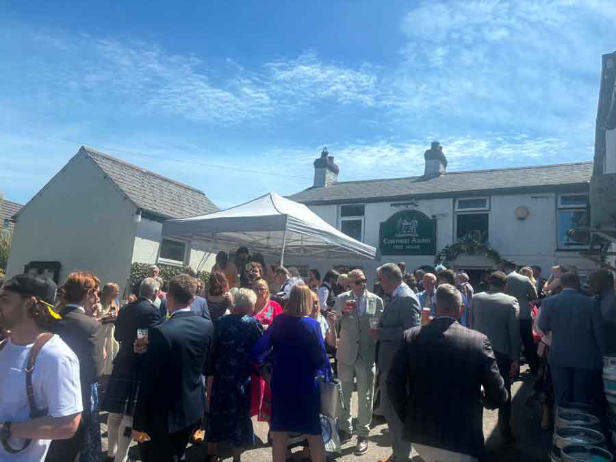 Pre wedding drinks and nibbles at the Cornish Arms Frogpool Cornwall. A great venue for any special occasion or function. Choose from pre event nibbles to a full sit-down meal.
